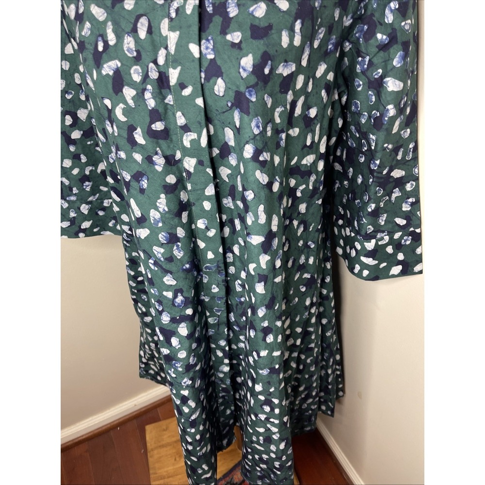 Zuri Kenya Raindrop Green Black Printed Cotton Dress Large L - Picture 8 of 10